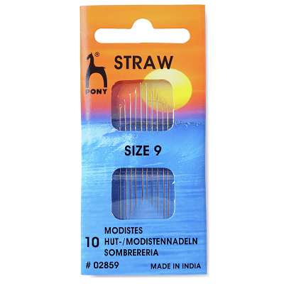 PO2859 Hand Sewing Needles: Straw/Milliners: Gold Eye: Size 9