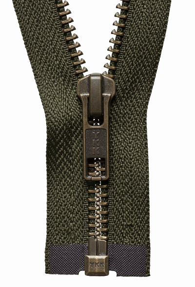 Strong Metal Tooth Open End Zip - 566 Khaki - (Lime Tag)