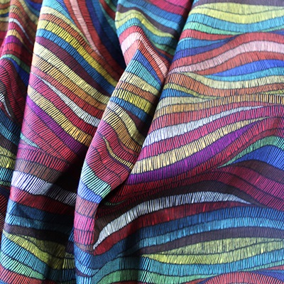 97% Cotton, 3% Spandex  - EM27-1029 Multi - Rainbow Flow Cotton Sateen