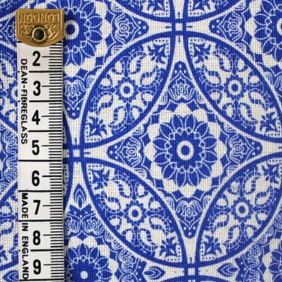 Porto Mosaic Linen Mix em27-1072 - Blue - Little Johnny 