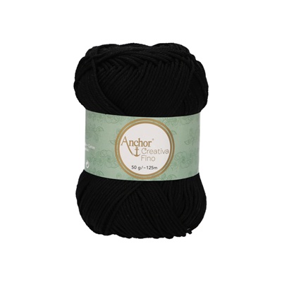 Crochet/Knitting Yarn: Creativa Fino: 4 Ply 50g - 1332 blk