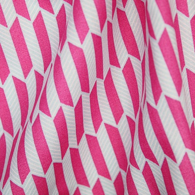100% Cotton Poplin - EM27-58812 Fuschia - Retro Geometric
