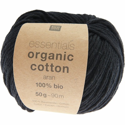 Rico Essentials Organic Cotton Aran 50g - Black 020