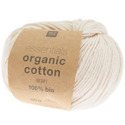 Rico Essentials Organic Cotton Aran 50g - Cream 002