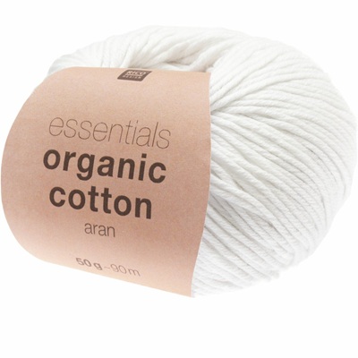 Rico Essentials Organic Cotton Aran 50g - White 001