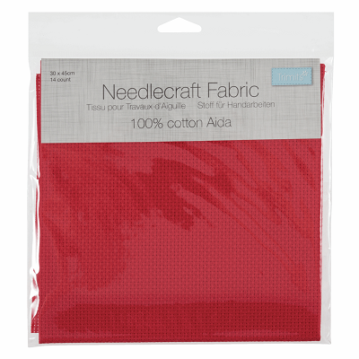 A14\106 - Needlecraft Fabric: Aida: 14 Count: 30 x 45cm: Red