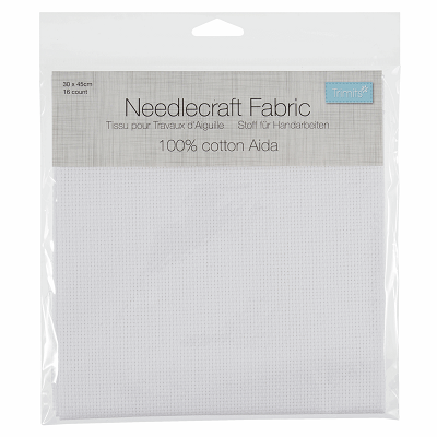 A16\WHT - Needlecraft Fabric: Aida: 16 Count: 30 x 45cm: White