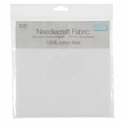 A18\WHT - Needlecraft Fabric: Aida: 18 Count: 30 x 45cm: White