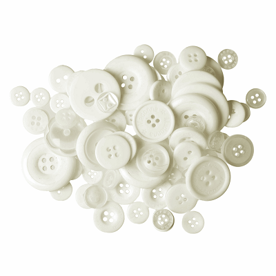 Bag of Craft Buttons: Assorted White: 50g - B6210\10 - RRP £1.50 - OUR PRICE ONLY 75p