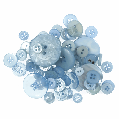 Bag of Craft Buttons: Assorted Light Blue: 50g - B6210\15 - RRP £1.50 - OUR PRICE ONLY 75p