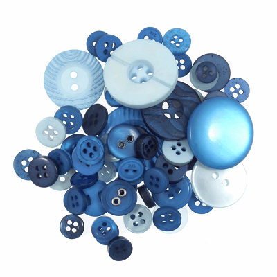 Bag of Craft Buttons: Assorted Blue: 50g - B6210\16 - RRP £1.50 - OUR PRICE ONLY 75p