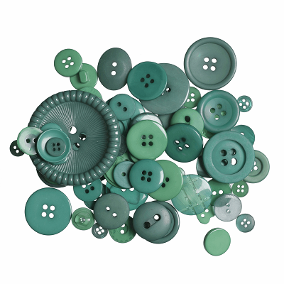 Bag of Craft Buttons: Assorted Green: 50g - B6210\22 - RRP £1.50 - OUR PRICE ONLY 75p
