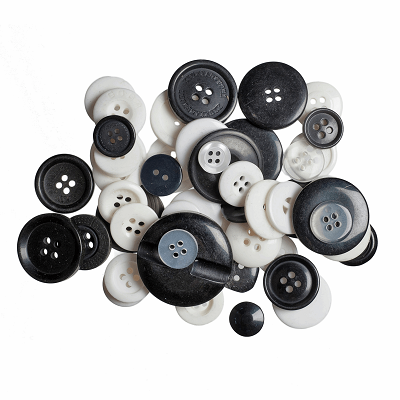Bag of Craft Buttons: Assorted Black & White: 50g - B6210\50 - RRP £1.50 - OUR PRICE ONLY 75p