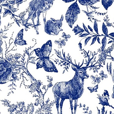 100% Printed Cotton  - EM27-8000 - Blue Ink Forest Digital Cotton