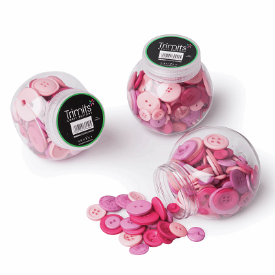 Jar of Craft Buttons: Assorted Pink - BP007 - RRP £5.99 - OUR PRICE ONLY £2.99