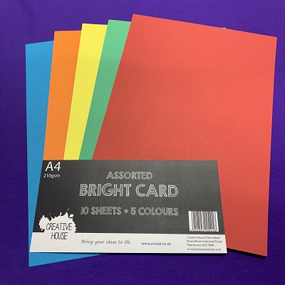 A4 210gsm BRIGHT CARD ASSORTED 10 SHEETS