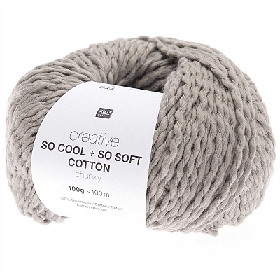 Rico So Cool So Soft 100g Cotton Chunky - Grey 