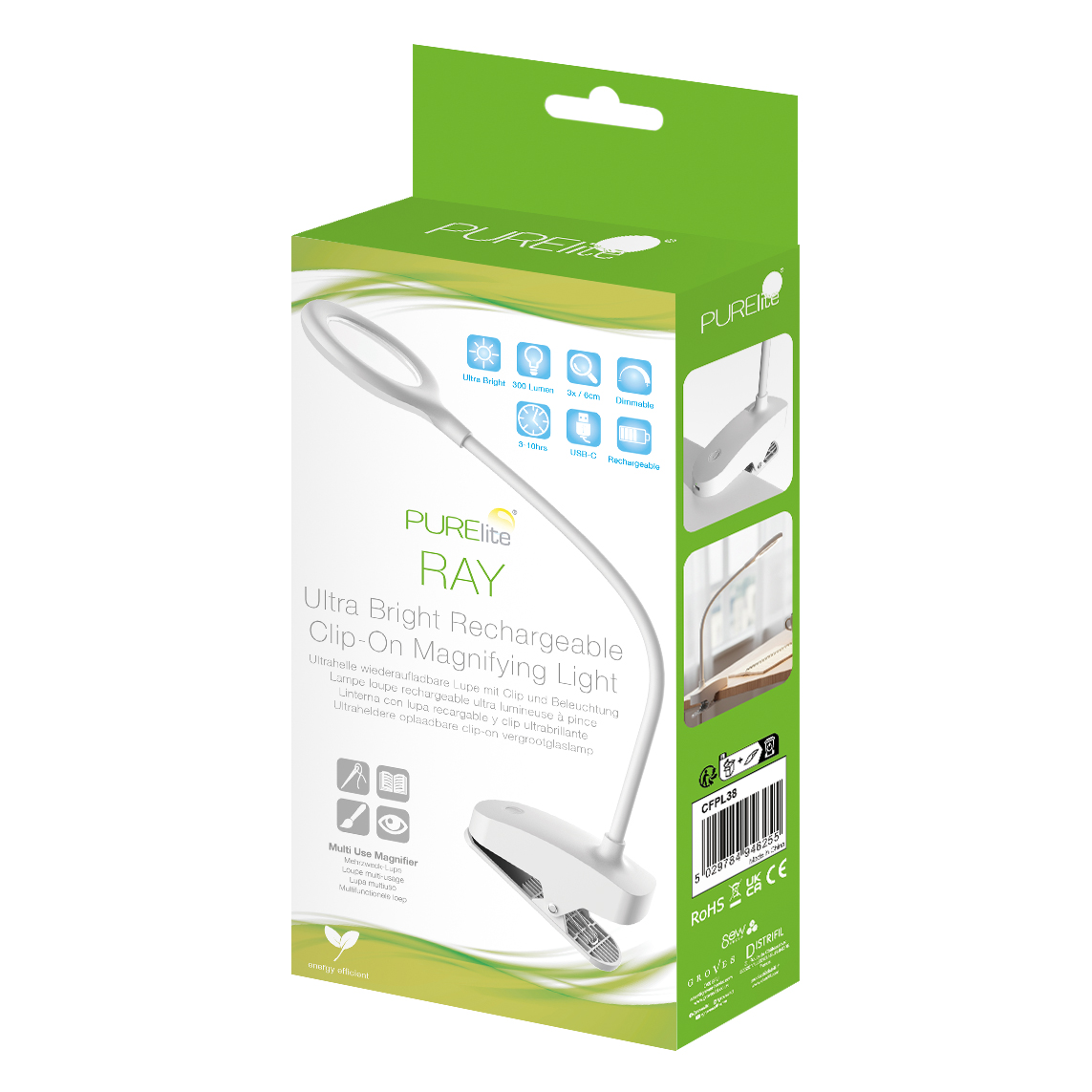 PURElite - Magnifying Light: Ultra-Bright: Clip-On: Ray - CFPL38