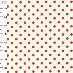 100% Cotton Poplin Red Polka Dot on Ivory BG - 01CP0284red