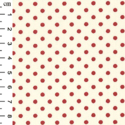 100% Cotton Poplin Red Polka Dot on Ivory BG - 01CP0284red