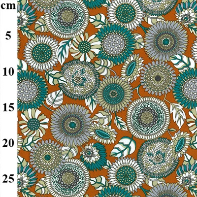 100% Cotton Poplin Floral Designs Medium 01cp0933 Almond