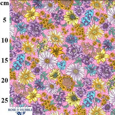 100% Cotton Poplin Med Floral on Pink BG - 01CP0969pink