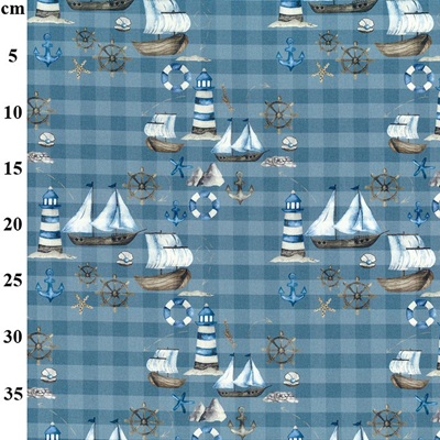 100% Printed Cotton  - 01-CP1133 - Sailing Check