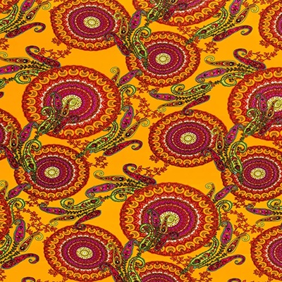 100% Viiscose  - EM27-CSAT15 - Orange Paisley