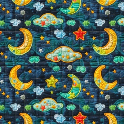 100% Printed Cotton  - EM27-ESDC11 - Cotton Embroidered Night