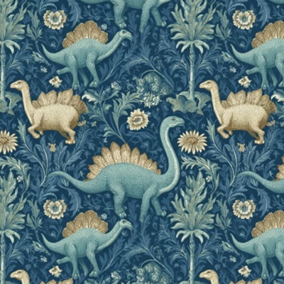 100% Printed Cotton  - EM27-ESDC24 - Cotton Dino Floral