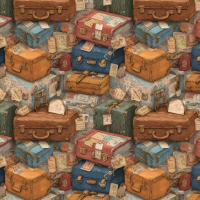 100% Printed Cotton  - EM27- ESDC37 - Cotton Suitcases