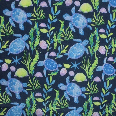 Polycotton Watercolour Turtles - ESPC11