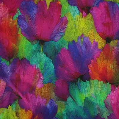 100% Rayon Sateen  - EM27-ESRS5 Rainbow Petals