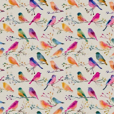 100% Viiscose  - EM27-ESV5 - Viscose Painted Story Birds