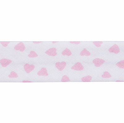 100% Cotton 20mm Bias Binding -1m - ETR 20320/5459 Love Heart - Pale Pink