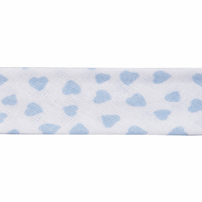 100% Cotton 20mm Bias Binding -1m - ETR 20320/5461 Love Heart - Pale Blue