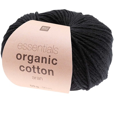 Rico Essentials Organic Cotton Aran 50g - Black 