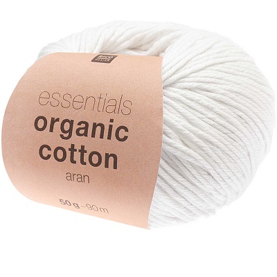 Rico Essentials Organic Cotton Aran 50g - White - <strong><span style='color: #ff0000;'>Coming Soon</span></strong>