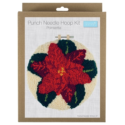 Punch Needle Kit: Yarn and Hoop: Poinsettia GCK123
