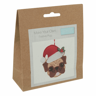 Felt Decoration Kit: Pug in Santa Hat - GCK137