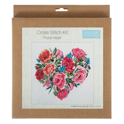 Trimits: Counted Cross Stitch Kit: Large: Floral Heart - GCS118