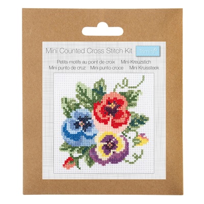 Counted Cross Stitch Kit: Mini: Pansies - GCS202