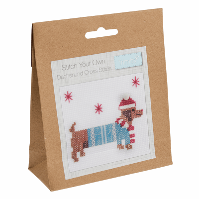 Mini Counted Cross Stitch Kit: Festive Daschund - GCS35