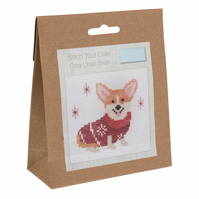 Mini Counted Cross Stitch Kit: Festive Corgi - GCS39