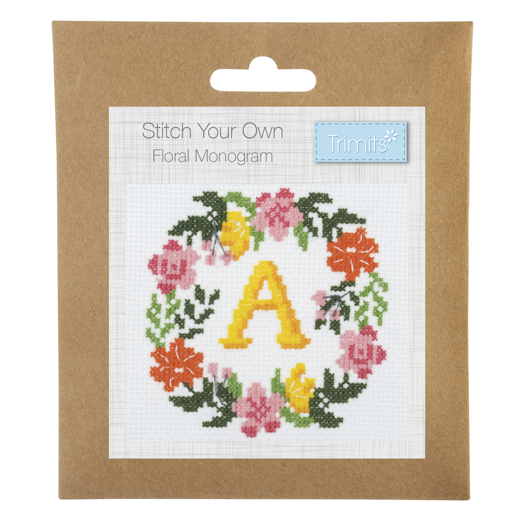 Counted Cross Stitch Kit: Mini: Floral Wreath Monogram - GCS47