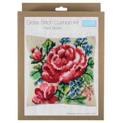 Printed Cross Stitch Kit: Cushion: Floral Bloom GCS56
