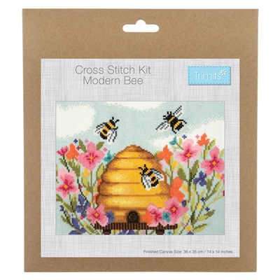 Trimits: Counted Cross Stitch Kit: Large: Modern Bee - GCS98