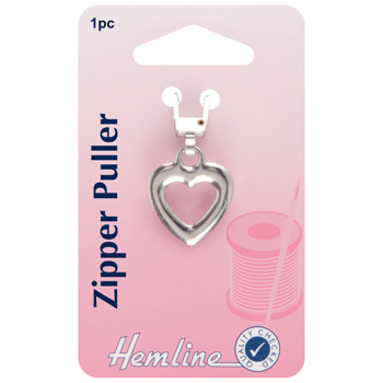 H164.03 Zip Pull: Heart - Silver