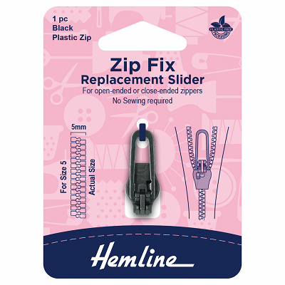 H167.01.BK -  Zip Fix: For Plastic: Size 5: Black