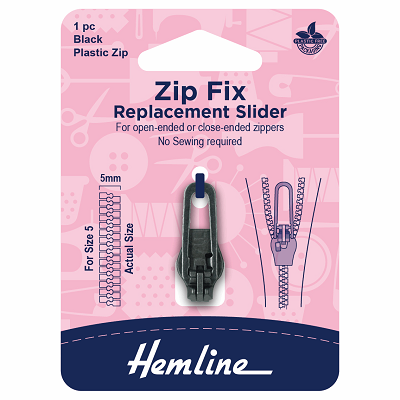H167.01.BK -  Zip Fix: For Plastic: Size 5: Black..